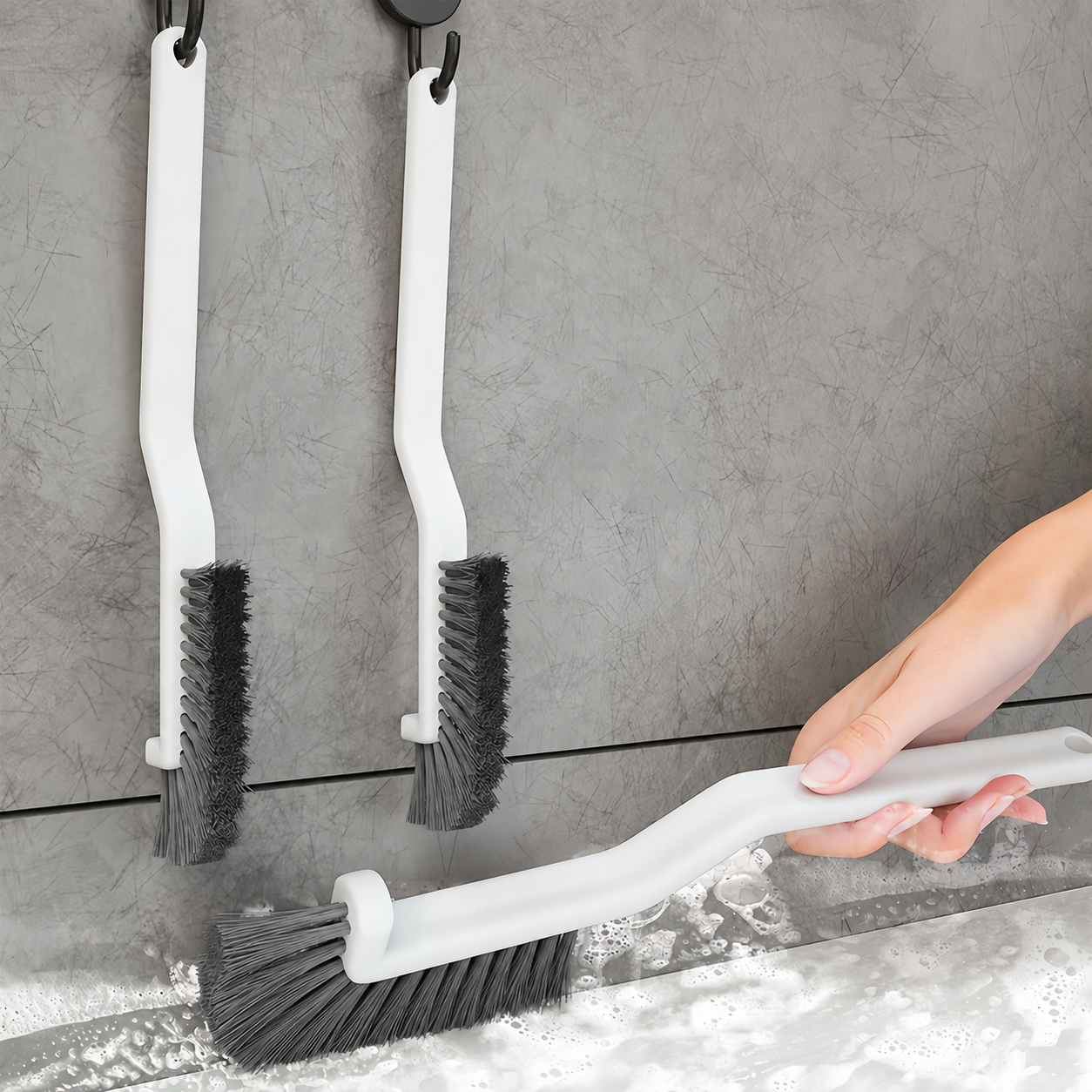 Long Handle Tile Gap Cleaning Brush – Slim Bathroom Scrub Brush