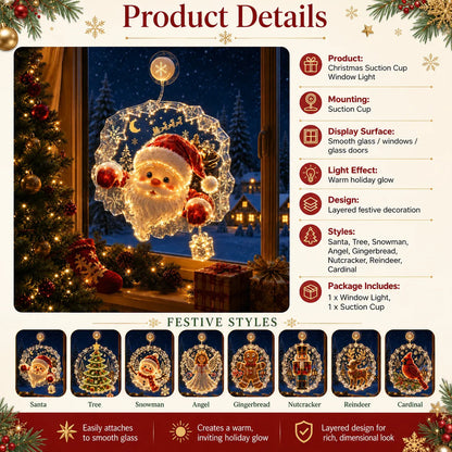 ✈️Last Day 50% OFF✨🎄Lighted Christmas Window Decoration with Suction Cup | Warm LED Window Light with Double-Layer Design & Multiple Festive Styles Flat Version✨