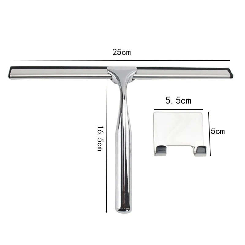 Stainless Steel Shower Squeegee – Wide-Blade Glass, Mirror & Tile Water Wiper