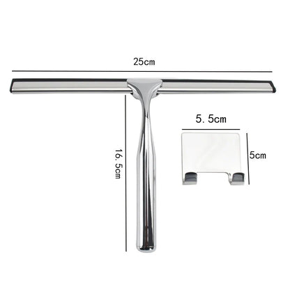 Stainless Steel Shower Squeegee – Wide-Blade Glass, Mirror & Tile Water Wiper