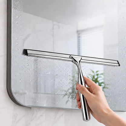 Stainless Steel Shower Squeegee – Wide-Blade Glass, Mirror & Tile Water Wiper