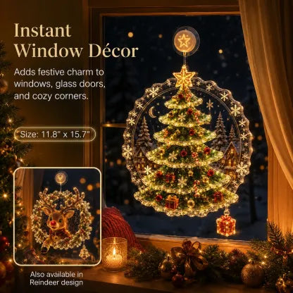 ✈️Last Day 50% OFF✨🎄Lighted Christmas Window Decoration with Suction Cup | Warm LED Window Light with Double-Layer Design & Multiple Festive Styles Flat Version✨