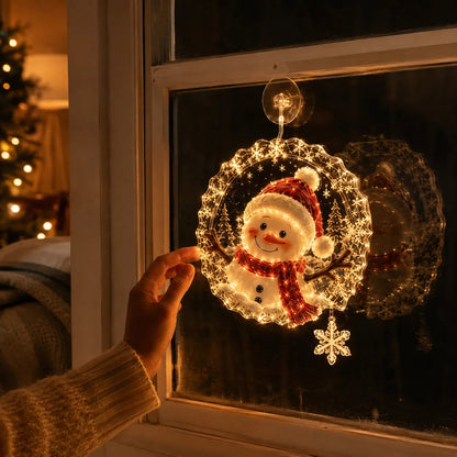 ✈️Last Day 50% OFF✨🎄Lighted Christmas Window Decoration with Suction Cup | Warm LED Window Light with Double-Layer Design & Multiple Festive Styles Flat Version✨