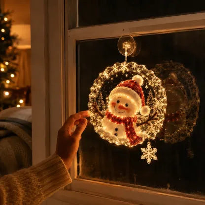 ✈️Last Day 50% OFF✨🎄Lighted Christmas Window Decoration with Suction Cup | Warm LED Window Light with Double-Layer Design & Multiple Festive Styles Flat Version✨