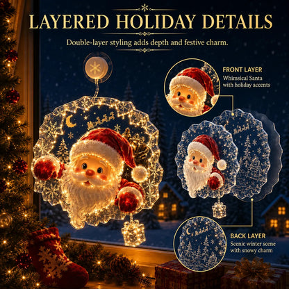 ✈️Last Day 50% OFF✨🎄Lighted Christmas Window Decoration with Suction Cup | Warm LED Window Light with Double-Layer Design & Multiple Festive Styles Flat Version✨
