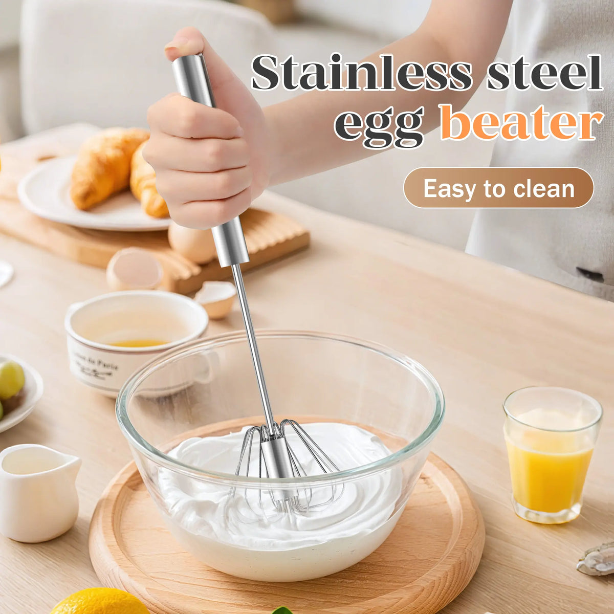 Stainless steel push whisk