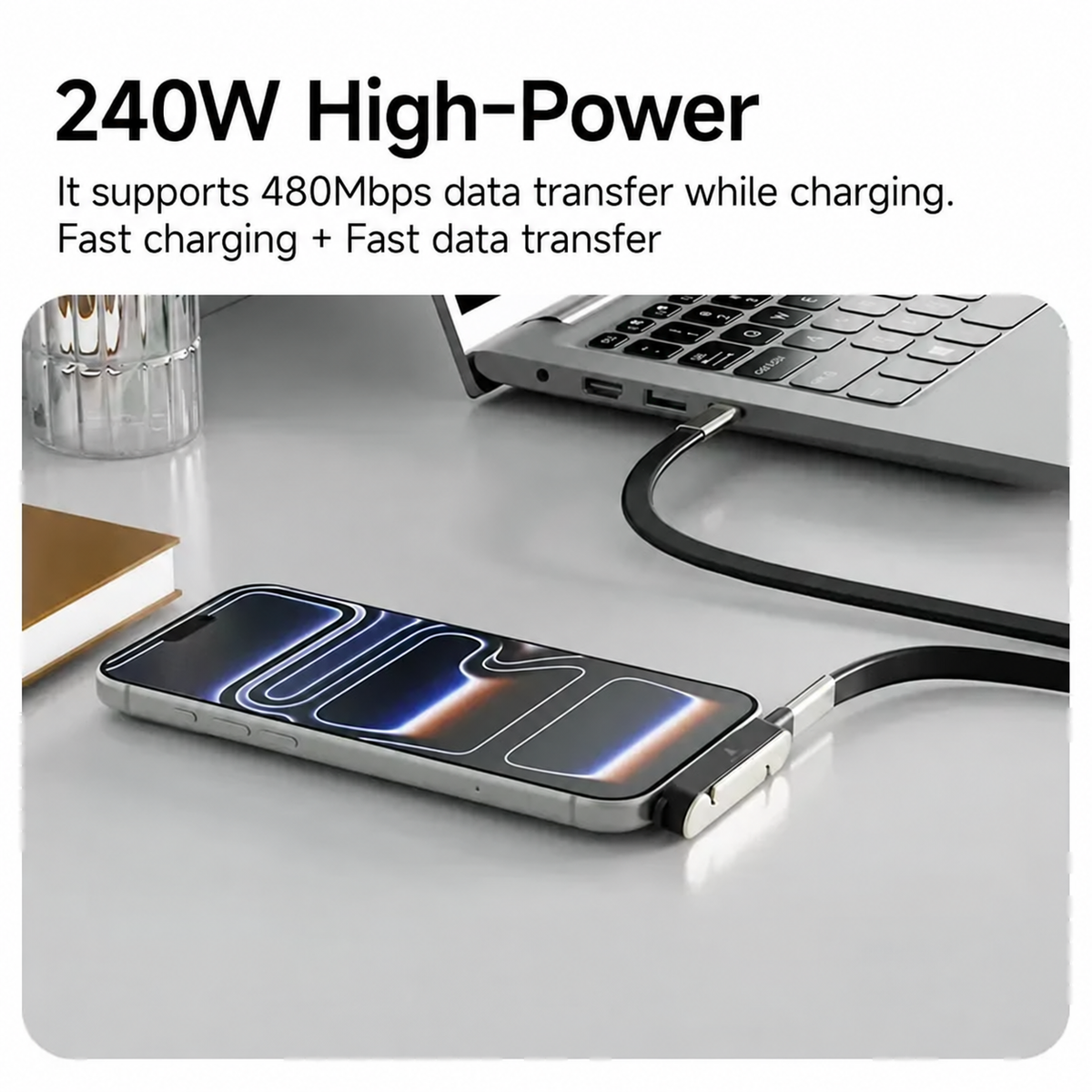 🔌 Charge & Chill — 2-in-1 USB-C Charging Cable & Foldable Phone Stand ⚡ Up to 240W