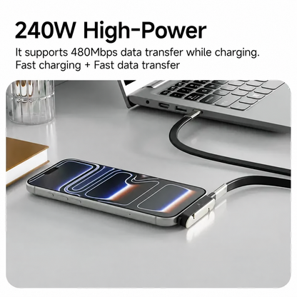 🔌 Charge & Chill — 2-in-1 USB-C Charging Cable & Foldable Phone Stand ⚡ Up to 240W