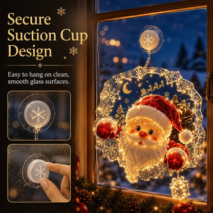 ✈️Last Day 50% OFF✨🎄Lighted Christmas Window Decoration with Suction Cup | Warm LED Window Light with Double-Layer Design & Multiple Festive Styles Flat Version✨