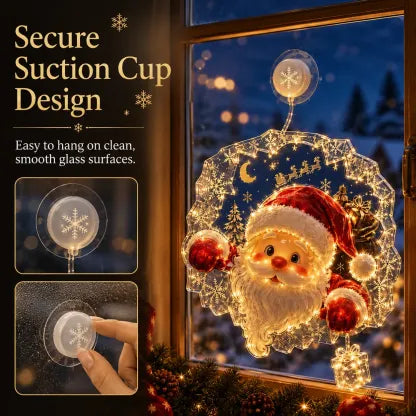✈️Last Day 50% OFF✨🎄Lighted Christmas Window Decoration with Suction Cup | Warm LED Window Light with Double-Layer Design & Multiple Festive Styles Flat Version✨