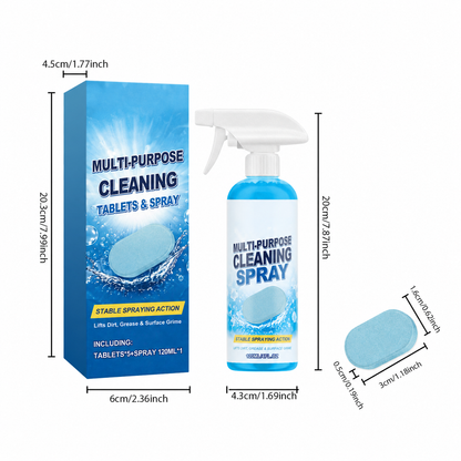 🫧 Multi-Purpose Cleaning Tablets & Spray Kit — Cut Through Grease & Everyday Grime