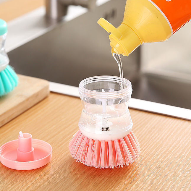 Soap Dispensing Dish Brush – One-Hand Kitchen Scrub Brush