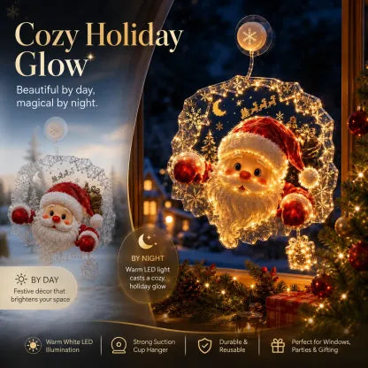 ✈️Last Day 50% OFF✨🎄Lighted Christmas Window Decoration with Suction Cup | Warm LED Window Light with Double-Layer Design & Multiple Festive Styles Flat Version✨