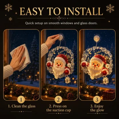 ✈️Last Day 50% OFF✨🎄Lighted Christmas Window Decoration with Suction Cup | Warm LED Window Light with Double-Layer Design & Multiple Festive Styles Flat Version✨