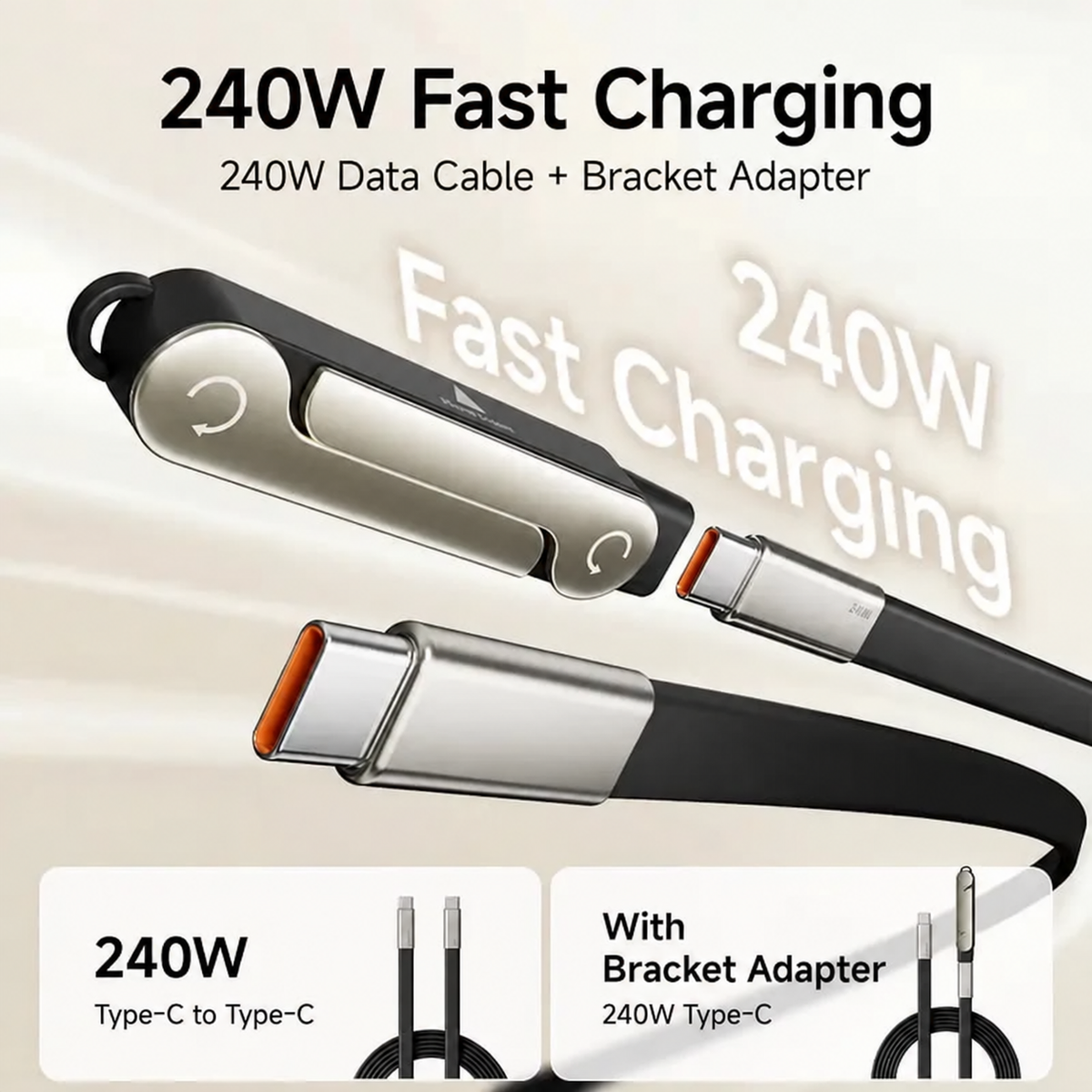 🔌 Charge & Chill — 2-in-1 USB-C Charging Cable & Foldable Phone Stand ⚡ Up to 240W