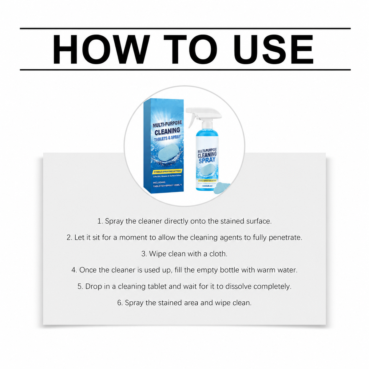 🫧 Multi-Purpose Cleaning Tablets & Spray Kit — Cut Through Grease & Everyday Grime