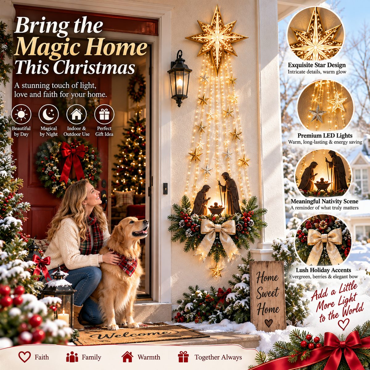 ✨ Last Day 49% OFF ✨ ✝️ Bethlehem Star – Lighted Nativity Wall Decor