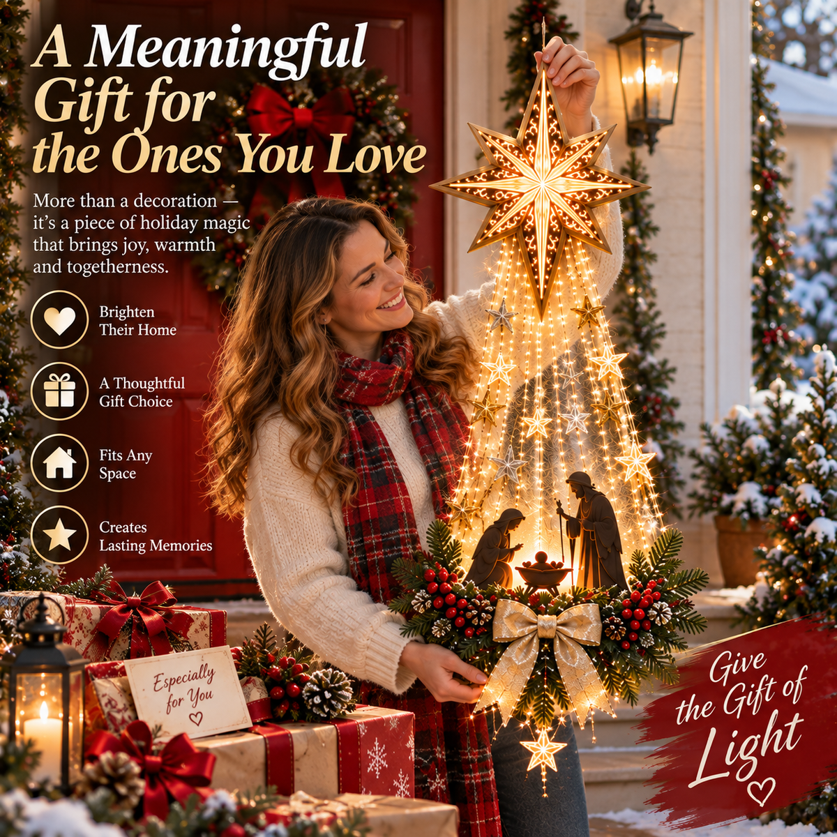 ✨ Last Day 49% OFF ✨ ✝️ Bethlehem Star – Lighted Nativity Wall Decor