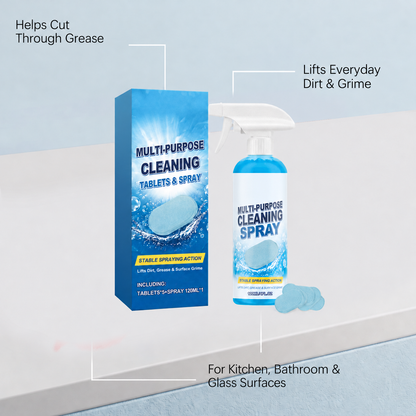 🫧 Multi-Purpose Cleaning Tablets & Spray Kit — Cut Through Grease & Everyday Grime