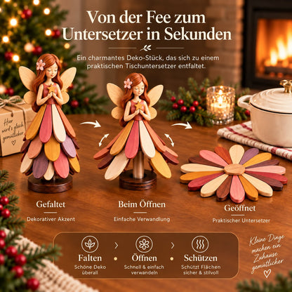 🧚 Fairy Blossom Coaster - Foldable fairy decoration & heat-resistant table protector
