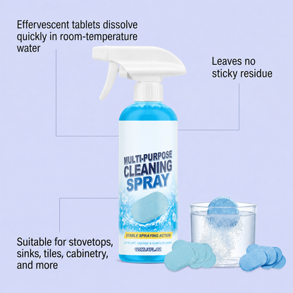 🫧 Multi-Purpose Cleaning Tablets & Spray Kit — Cut Through Grease & Everyday Grime