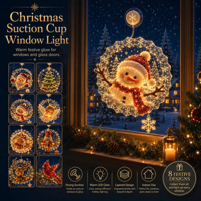 ✈️Last Day 50% OFF✨🎄Lighted Christmas Window Decoration with Suction Cup | Warm LED Window Light with Double-Layer Design & Multiple Festive Styles Flat Version✨